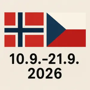 norská a česká vlajka s datumem 10.9.-21.9.2026