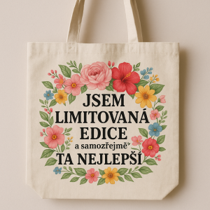 Bagr s květinami a nápisem Jsem limitovaná edice a samozřejmě ta nejlepší