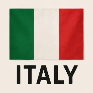 italská vlajka a nápis italy