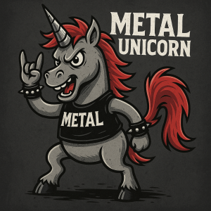 Detsky, metalový jednorožec.