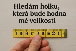 Hledám holku, která bude hodna mé velikostipod vetou chci krejčovský metr, ukazující 20 cm