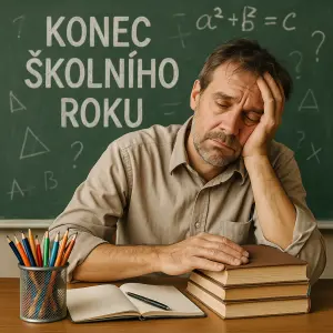 unavený učitel na konci školního roku