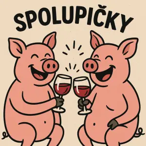 Humorný nápis "Spolupičky" s nějakým vtipnýmnobrázkem