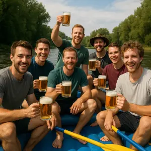 7 kluků na raftu s pivem v ruce