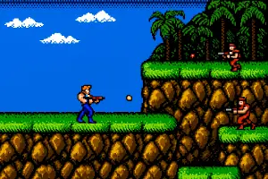 vizual retro nintendo hry contra, zaber ze zacatku hry