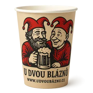 udělej mi prosím navrh na kelímek s potiskem do téma jak mame na stránkách www.udvoublaznu.cz