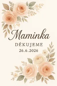 Návrh textů se svatebním motivem napsat Maminka a aby to bylo určené jako poděkování na svatbě 26.6.2026