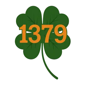 Zelený čtyřlístek s oranžovým číslem 1379