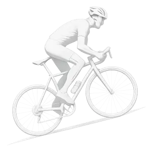 Postava cyklisty šlapající do kopce Bílá barva cyklisty Bez pozadí