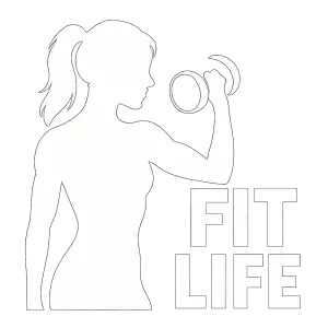 silueta ženy, bílá fit life nápis