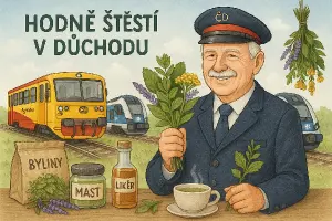 Kolega odchází do důchodu dělal průvodčího jezdil reginou a panterem trhá a suší bylinky. Dělá z nich čaj mast likéry