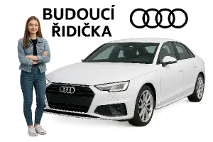 Napiš: Budoucí řidička audi a auto a logo audi