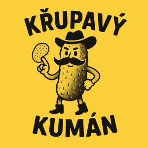 žlutý potisk s designem křupavý kumán