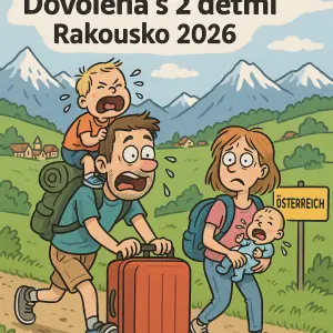 vtipný obrázek dovolená s 2 dětmi Rakousko 2026