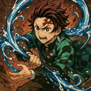 Demon slayer Tanjiro v boji