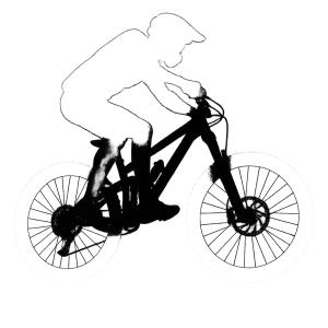 MTB jezdec ve skoku silueta
