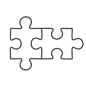 dva puzzle vedle sebe spojený bez pozadí a kreslený bílí