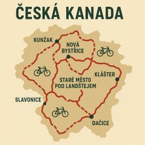 Jednoduchý design Česká Kanada s cyklistickými trasami v ní