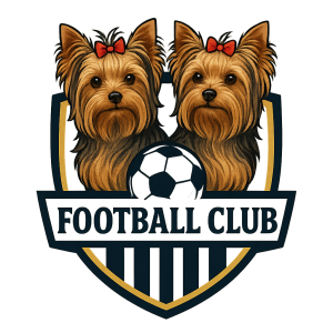 Vytvoř mi logo fotbalového klubu s dvěmi yorkshire teriery