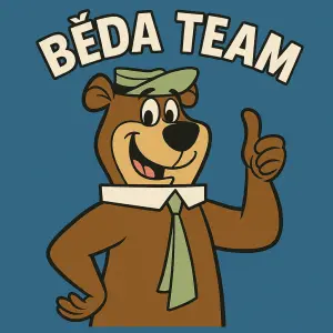 Méďa Béďa s palcem nahoru a nad ním nápis Béďa Team