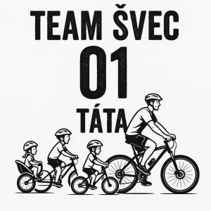 Team Švec Pod tím číslo 01Pod tím TátaA nějaký malý obrázek dole cyklistické rodiny