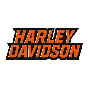 Vytvoř čistou vektorovou grafiku nápisu “Harley-Davidson” ve stylu moderního sportovního logotypu.