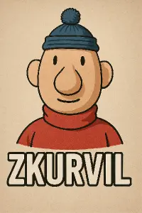Obličej postavičky Pat ze seriálu Pat a Mat s nápisem ZKURVIL
