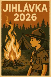 Táborový skautský motiv s nápisem Jihlávka 2026