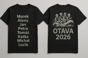 jedeme na vodu na Otavu to bych chtela na zada tricka Otava 2026 a ze predu jmena