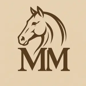 Monogram MM v pozadí hlava koně