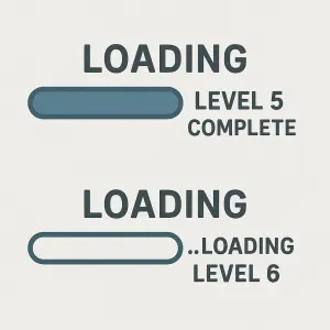 Obrázek loading a text level 5 cemplete… …loading level 6