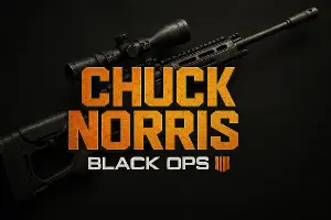 Vytvoř mi napis od warzone sezóny 4 aby tam bylo napsáni Chuck Norris ve stylu blekops 7 a dej mi tam snajperku