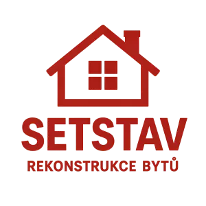 Logo firmy na rekonstrukce bytů s názvem SetStav v červeno bílé barvě
