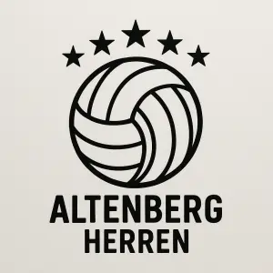 Na prsu volejbalový balon nad ním 5 hvězdiček pod ním nápis Altenberg Herren