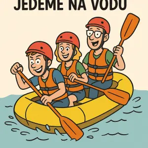 Vtipný obrázek s popiskem - jedeme na vodu