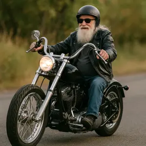 Dědeček na motorce chopr
