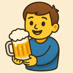 Kreslené Emoji Chlapa držící v náručích místo dítěte pivo