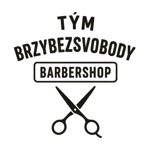 Logo - Nahoře obrazku bude “tým” pod tím “brzybezsvobody”, pod tím bude poutač barbershop, pod tím logo - zkřížené nůžky