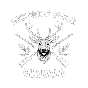 Vytvoř jednoduché bílé logo pro Myslivecký spolek Kunvald
