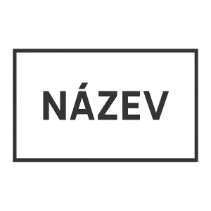 Plochá, minimalistická 2D vektorová grafika tvořená výhradně textem, žádné ilustrace. Jednoduchý, prázdný obdélník se za
