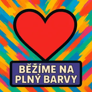 srdce, a text běžíme na plný barvy.