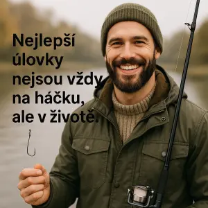 Nejlepší úlovky nejsou vždy na háčku, ale v životě.“ Krásný fousatý rybář s krásným úsměvem
