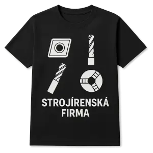 triko vyznačující strojírenskou firmu která obrábí a vrtá a frézuje a soustruží. dej tam klidně tvary destiček a nástroj