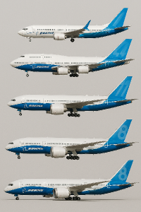 Boeing family seřazeny pod seba