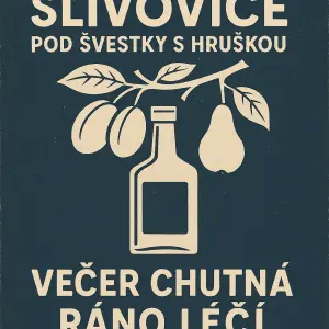 Bíli text SLIVOVICE POD TIM SVESTKY S HRUSKOU S POD TIM BILI TEXT VEČER CHUTNÁ A PODD TIM BILI TEXT RÁNO LÉČÍ