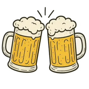 kreslene pivo v krýglu cinkající si s druhým pivem bez pozadí