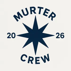 tmavě modrá hvězda se světovými stranami - místo západu bude 20, místo východu 26, nad tím MURTER, pod hvězdou CREW