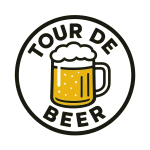 Kulaté logo Tour de beer a uvnitř půllitr piva