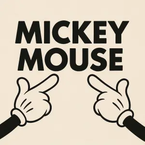Obrázek prstů miskey mouse jak ukazuje na nápis