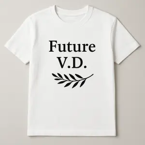 Na přední stranu trika bych chtěla napsat Future V.D. (Iniciály kamarádky) Pridala bych větvičku pod nápis
